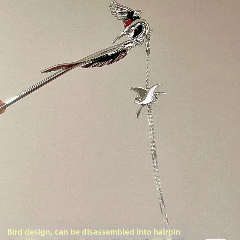 Metalinė plaukų segtukas su paukščio ir debesų motyvu, tinkamas šukuosenoms – senovinis stilius, rankų darbo, kilmė Yiwu