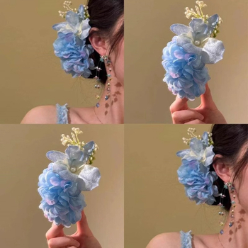 Clip de păr cu floare, handmade, materiale mixte, accesorii pentru femei, stil pastoral
