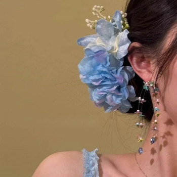 Clip de păr cu floare, handmade, materiale mixte, accesorii pentru femei, stil pastoral