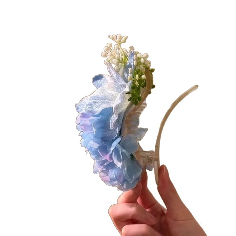 Clip de păr cu floare, handmade, materiale mixte, accesorii pentru femei, stil pastoral