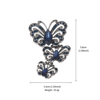 Pillangó dizájnnal rovar-stílusú bross, gyémántos kristályos felülettel, multifunkcionális (Anyag: ötvözet; Stílus: rovar; Kezelés: gyémánt; Funkció: multifunkcionális; Típus: brooch)