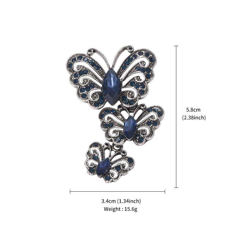 Pillangó dizájnnal rovar-stílusú bross, gyémántos kristályos felülettel, multifunkcionális (Anyag: ötvözet; Stílus: rovar; Kezelés: gyémánt; Funkció: multifunkcionális; Típus: brooch)