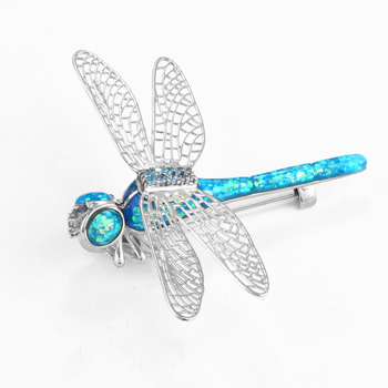 Opalna broš s motivom dragonfly, mikroinlay tehnika, ženski dodatak, privatna marka