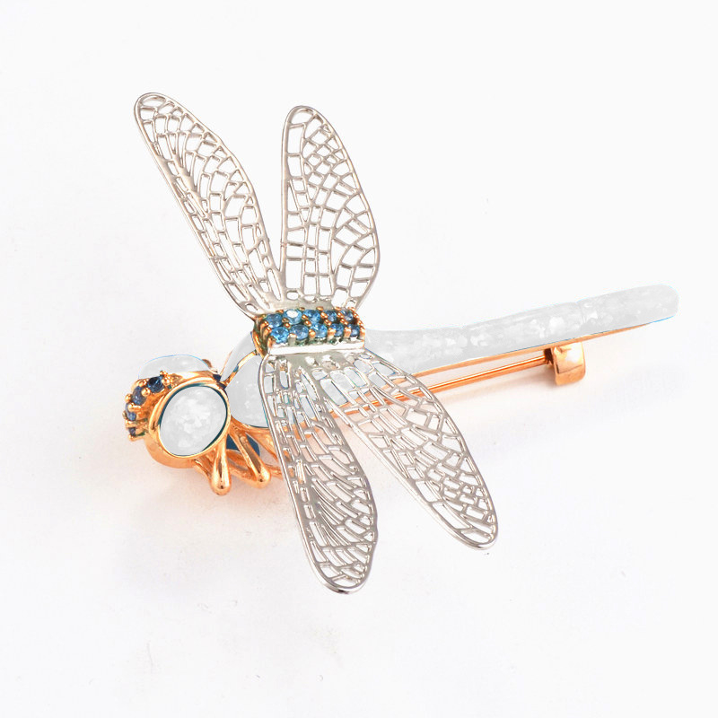 Opalna broš s motivom dragonfly, mikroinlay tehnika, ženski dodatak, privatna marka