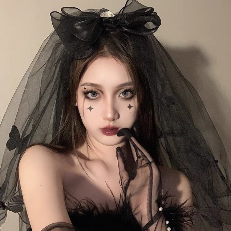 Διχτυωτό διακοσμητικό για το κεφάλι με βέλο και φιόγκο — χειροποίητο cosplay αξεσουάρ για πριγκίπισσες και αγγέλους