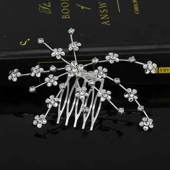 Νυφική καρφίτσα μαλλιών με στρας σε σχήμα λουλουδιού, ηλεκτροπλατιωμένο αξεσουάρ κεφαλιού