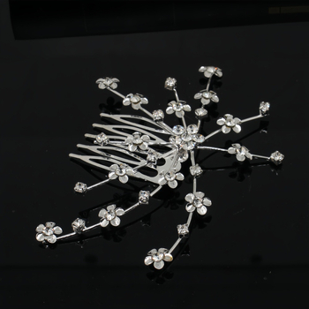 Νυφική καρφίτσα μαλλιών με στρας σε σχήμα λουλουδιού, ηλεκτροπλατιωμένο αξεσουάρ κεφαλιού