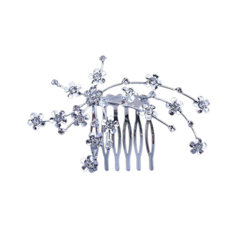 Νυφική καρφίτσα μαλλιών με στρας σε σχήμα λουλουδιού, ηλεκτροπλατιωμένο αξεσουάρ κεφαλιού