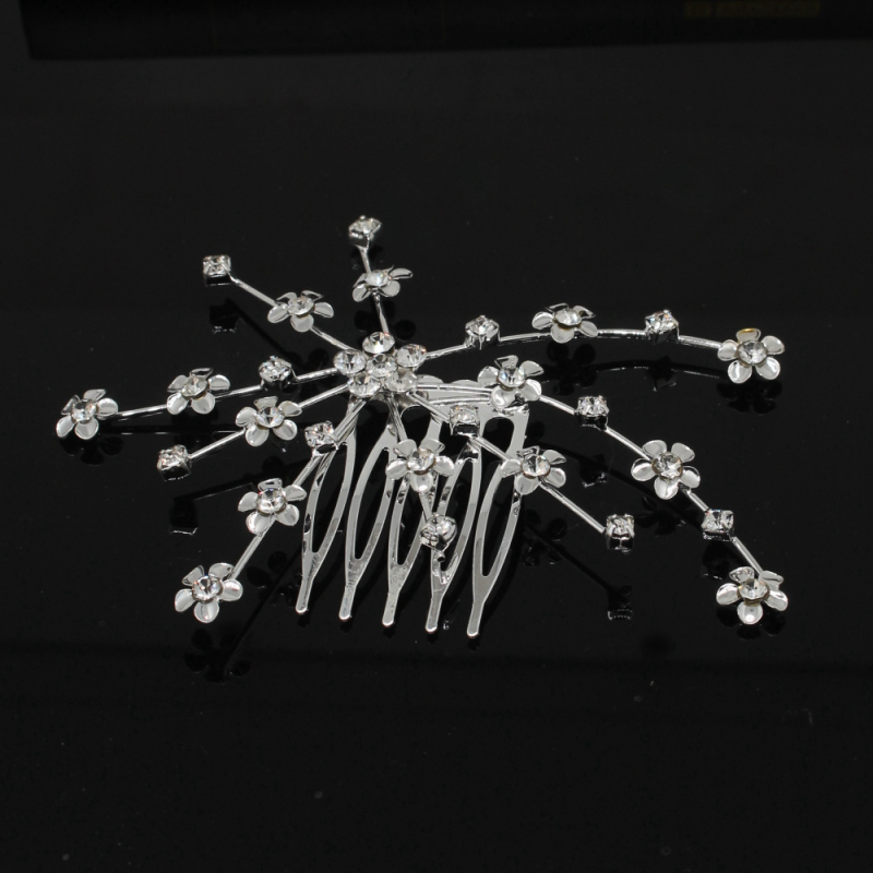 Νυφική καρφίτσα μαλλιών με στρας σε σχήμα λουλουδιού, ηλεκτροπλατιωμένο αξεσουάρ κεφαλιού