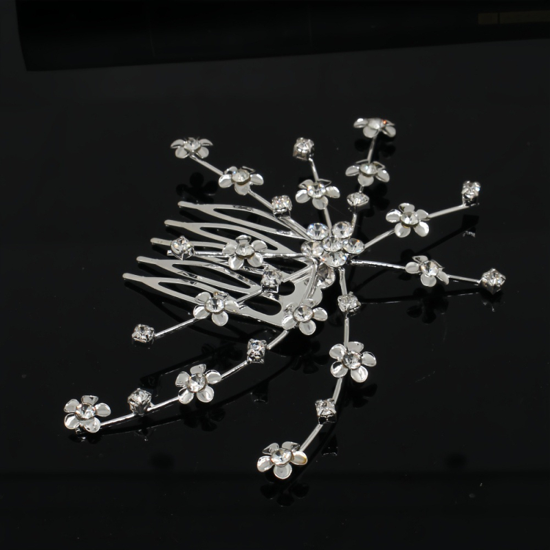 Νυφική καρφίτσα μαλλιών με στρας σε σχήμα λουλουδιού, ηλεκτροπλατιωμένο αξεσουάρ κεφαλιού