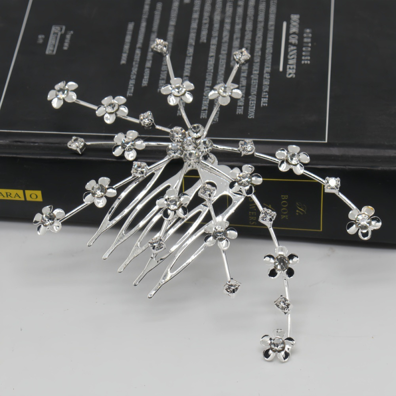 Νυφική καρφίτσα μαλλιών με στρας σε σχήμα λουλουδιού, ηλεκτροπλατιωμένο αξεσουάρ κεφαλιού