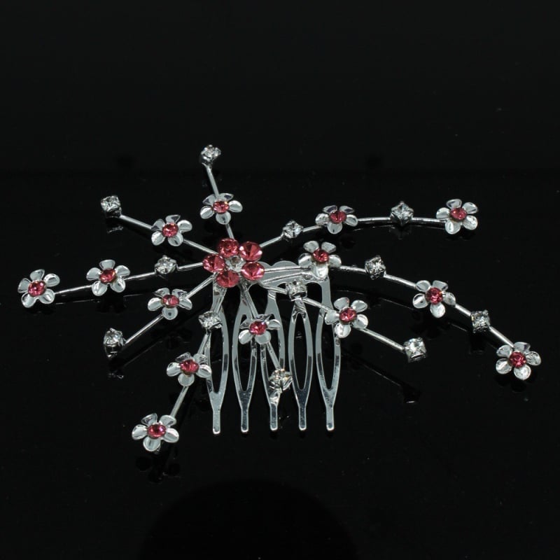 Νυφική καρφίτσα μαλλιών με στρας σε σχήμα λουλουδιού, ηλεκτροπλατιωμένο αξεσουάρ κεφαλιού