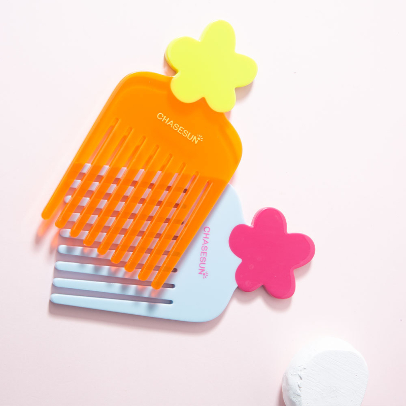 Χτένα μαλλιών σε σχήμα λουλουδιού, υλικό από ακετατ, χειροποίητη, με λεπτά δόντια, ρετρό στυλ.