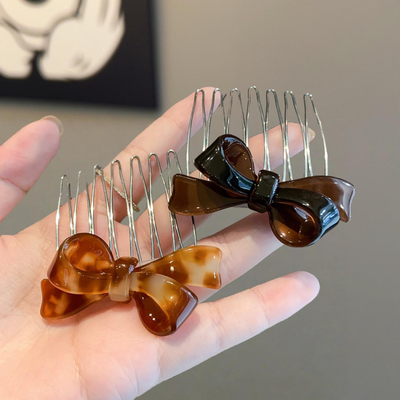 Χειροποίητη χτένα μαλλιών σε σχήμα φιόγκο, κορεατικό στυλ, με δόντια για φράντζ, γυναικείο αξεσουάρ μαλλιών, πλευρική καρφίτσα για κότσο