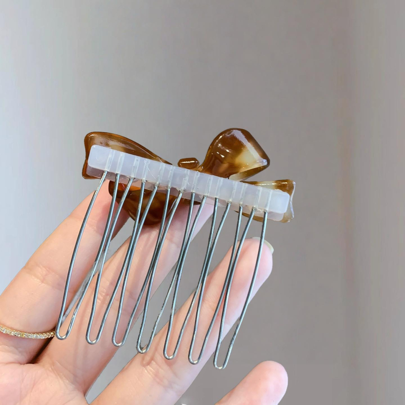 Χειροποίητη χτένα μαλλιών σε σχήμα φιόγκο, κορεατικό στυλ, με δόντια για φράντζ, γυναικείο αξεσουάρ μαλλιών, πλευρική καρφίτσα για κότσο