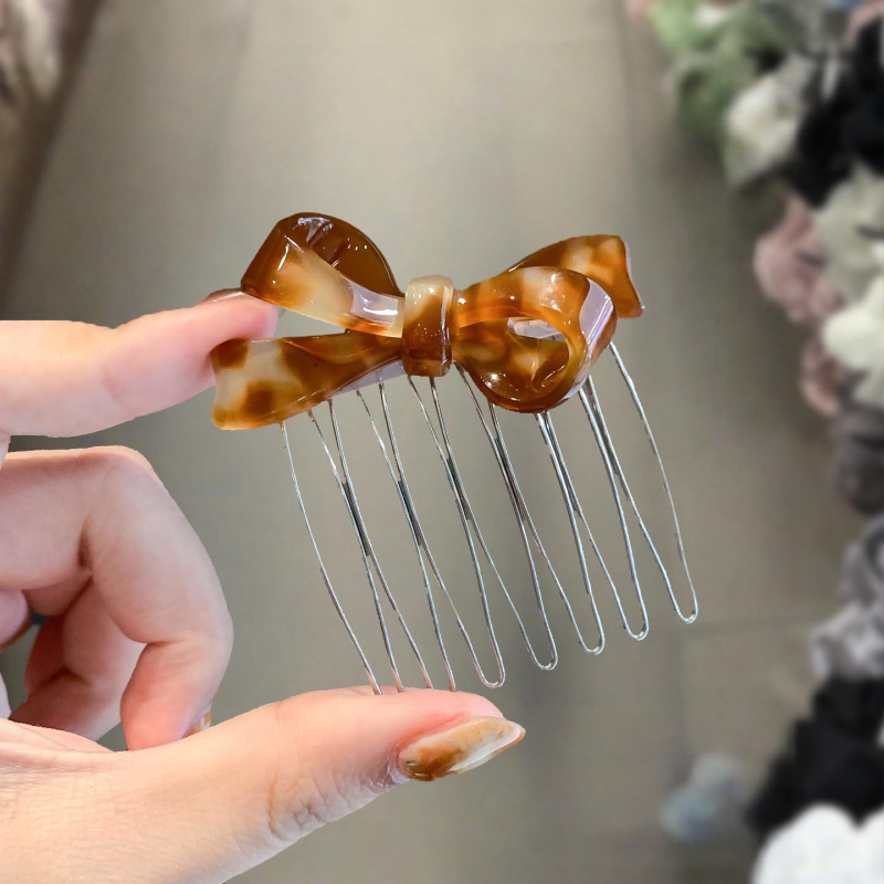 Χειροποίητη χτένα μαλλιών σε σχήμα φιόγκο, κορεατικό στυλ, με δόντια για φράντζ, γυναικείο αξεσουάρ μαλλιών, πλευρική καρφίτσα για κότσο