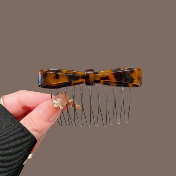 Plaukų šukos su leopardo raštu ir kaspinu, acetato plokštės, priešslydis, moterims