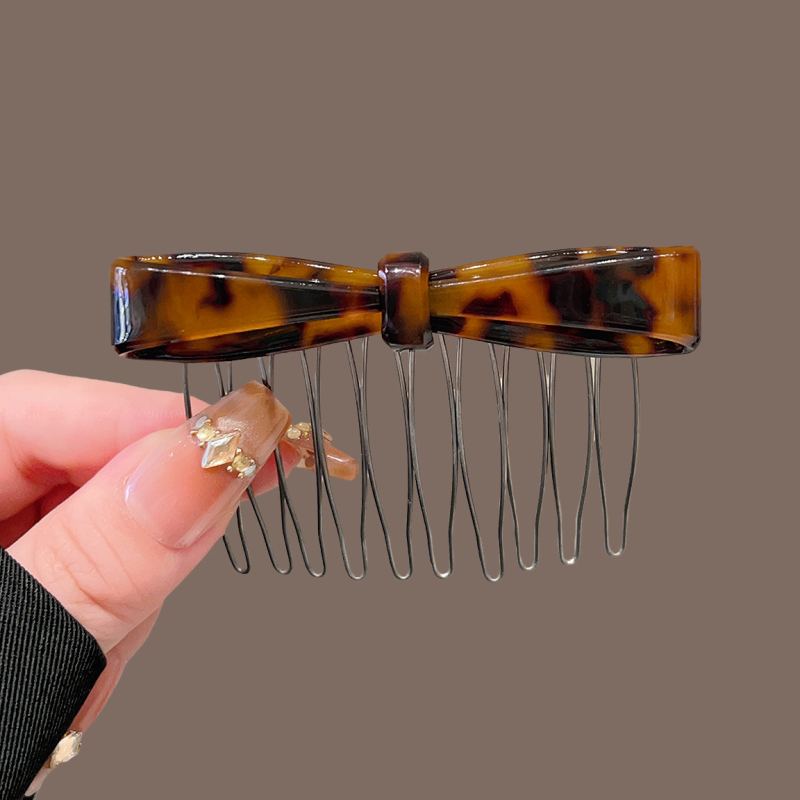 Plaukų šukos su leopardo raštu ir kaspinu, acetato plokštės, priešslydis, moterims