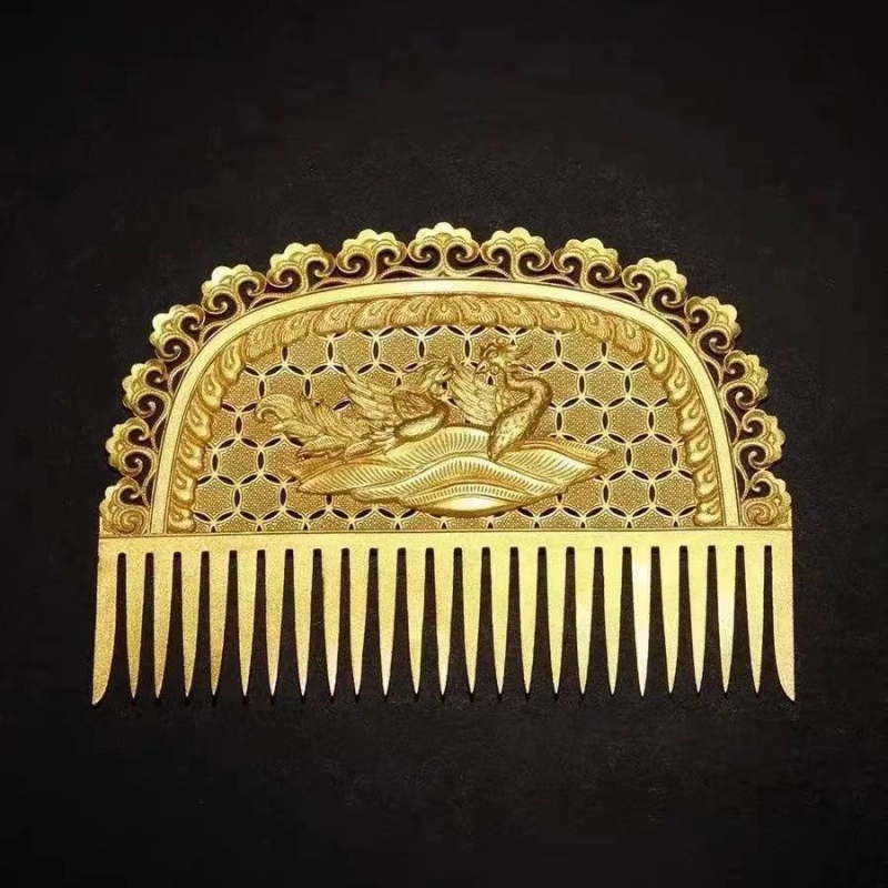 Tang stiliziran češalj za kosu; bakar; romb oblik; elektroplating; etnički stil, unisex