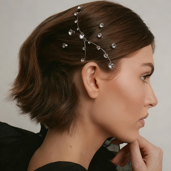 Geometrinis plaukų aksesuaras su Rhinestone, elektroplatinimo danga, moterų stiliui