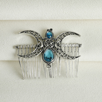 Mėnulio formos plaukų šukė, lydinys, minimalistinis moteriškas stilius, elektroplakavimas, stiklo kristalai