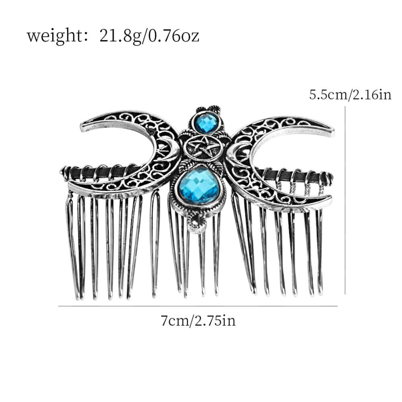 Mėnulio formos plaukų šukė, lydinys, minimalistinis moteriškas stilius, elektroplakavimas, stiklo kristalai