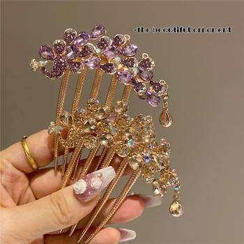 Metalo plaukų segtukas su kristalais ir kutais, retro stilius, rankų darbo, moterų galvos aksesuaras su geometriniu dizainu