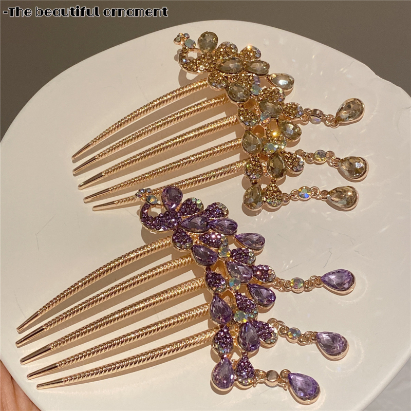 Metalo plaukų segtukas su kristalais ir kutais, retro stilius, rankų darbo, moterų galvos aksesuaras su geometriniu dizainu