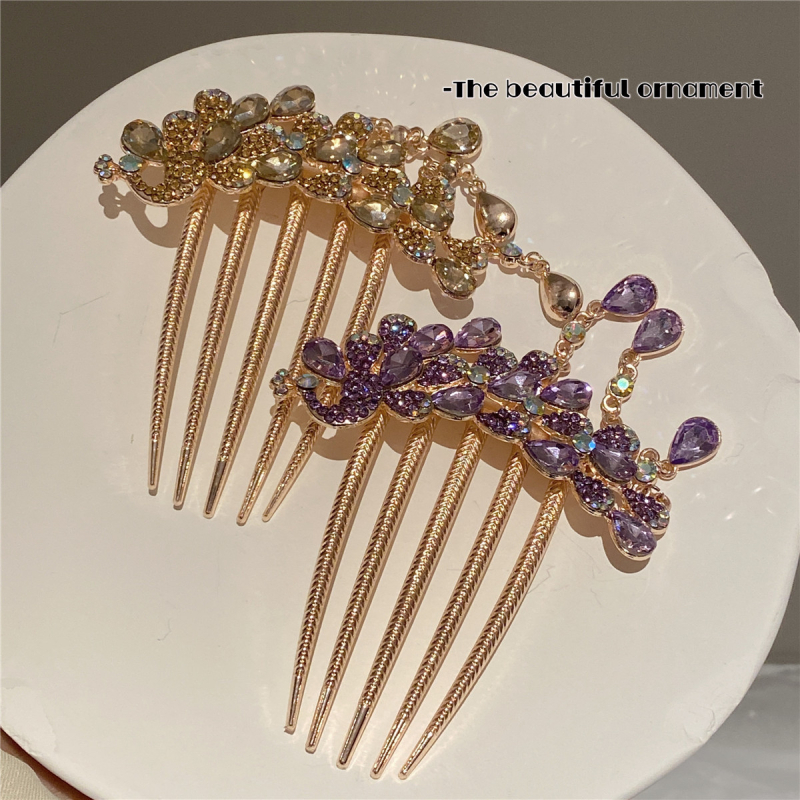 Metalo plaukų segtukas su kristalais ir kutais, retro stilius, rankų darbo, moterų galvos aksesuaras su geometriniu dizainu