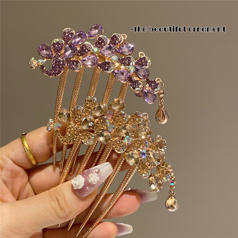 Metalo plaukų segtukas su kristalais ir kutais, retro stilius, rankų darbo, moterų galvos aksesuaras su geometriniu dizainu