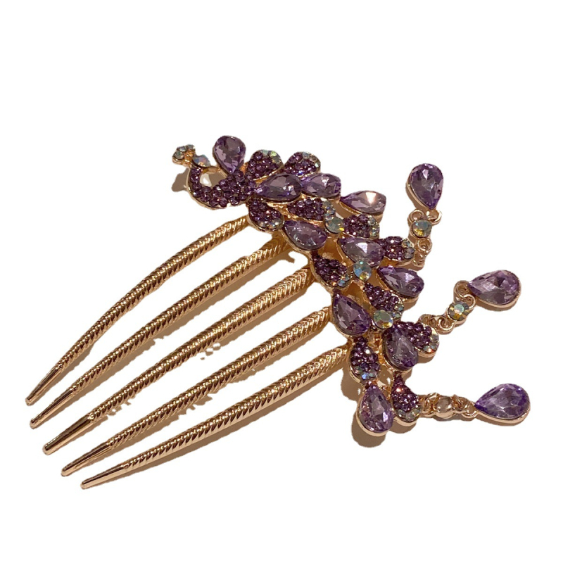 Metalo plaukų segtukas su kristalais ir kutais, retro stilius, rankų darbo, moterų galvos aksesuaras su geometriniu dizainu