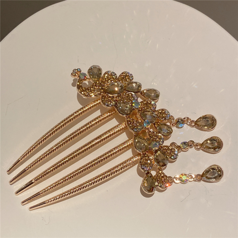 Metalo plaukų segtukas su kristalais ir kutais, retro stilius, rankų darbo, moterų galvos aksesuaras su geometriniu dizainu