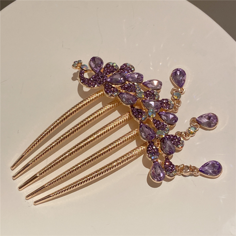 Metalo plaukų segtukas su kristalais ir kutais, retro stilius, rankų darbo, moterų galvos aksesuaras su geometriniu dizainu