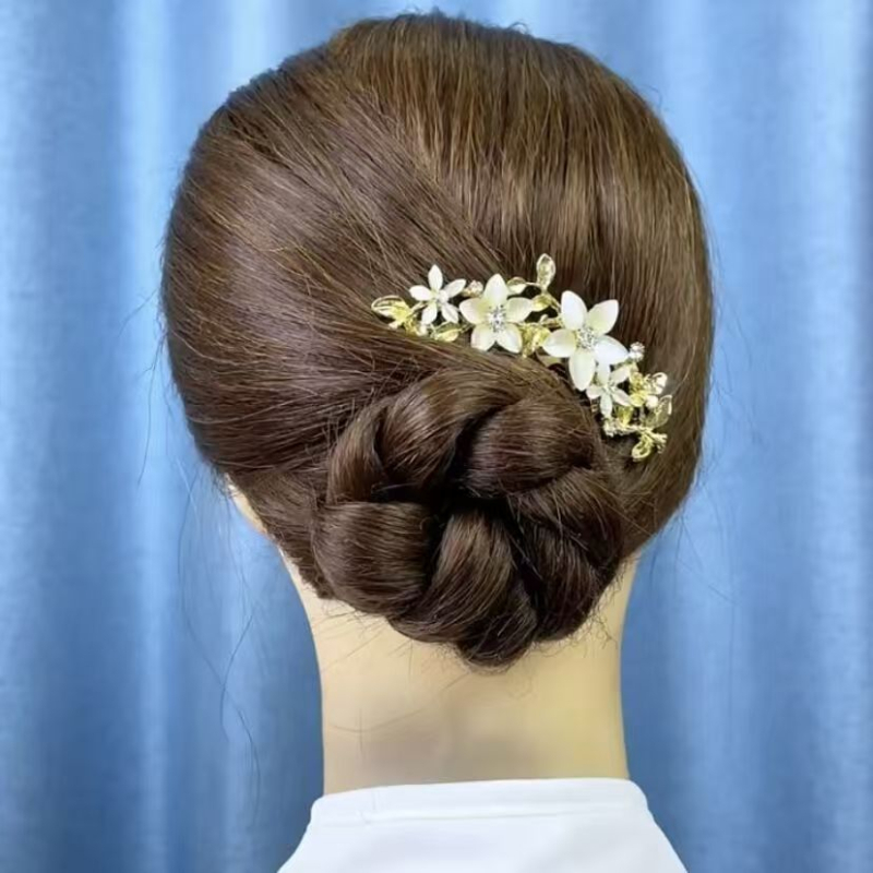 Plaukų šukos, retro metalinis dizainas, moteriškas gėlių motyvas, rankų darbas