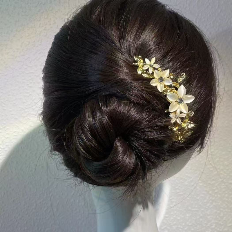 Plaukų šukos, retro metalinis dizainas, moteriškas gėlių motyvas, rankų darbas