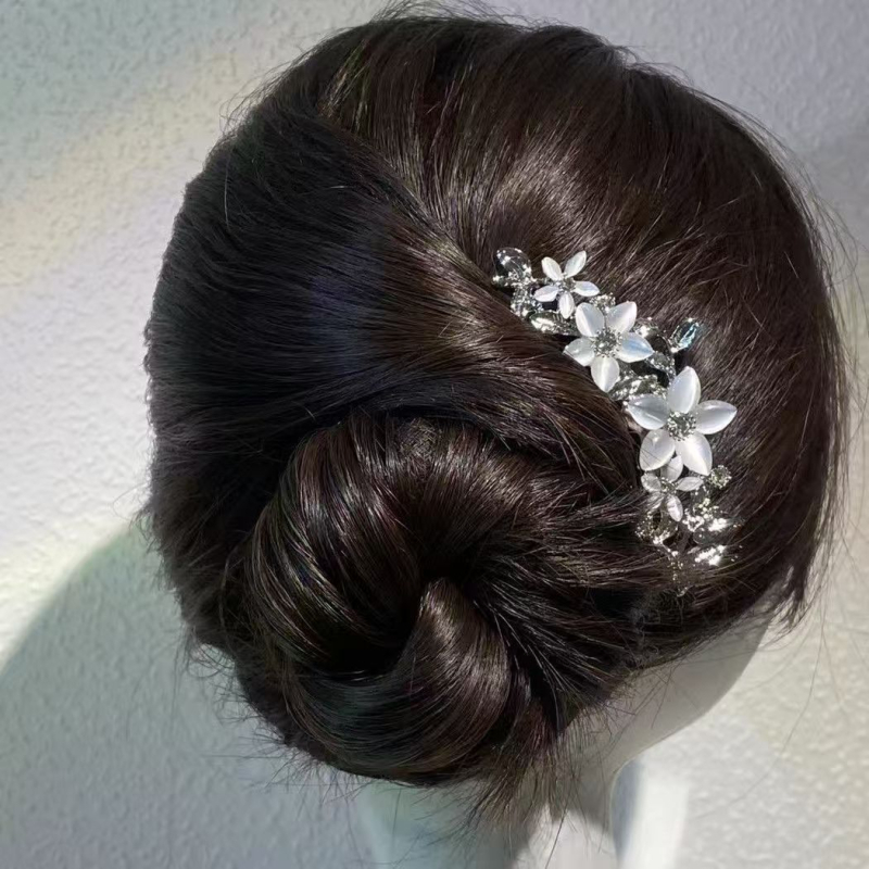 Plaukų šukos, retro metalinis dizainas, moteriškas gėlių motyvas, rankų darbas