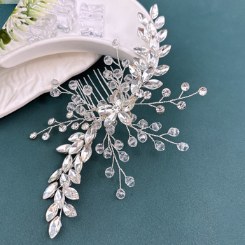 Vestuvių plaukų šukos, rankų darbo su rhinestone kristalais, gėlės formos dizainas, Dz310