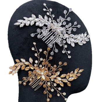 Vestuvių plaukų šukos, rankų darbo su rhinestone kristalais, gėlės formos dizainas, Dz310