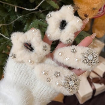 Plüss fejfedő nercszőrrel – Kézzel készített Bb csattal, Tündér-stílus, Téli 2025