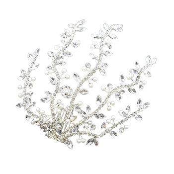 Vestuvinės plaukų šukos su krištolais, gėlių dizainas, rankų darbas