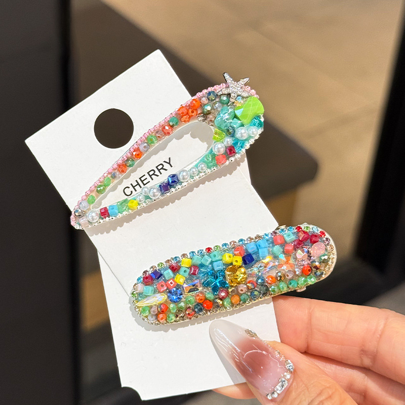 Hajska štipaljka s rhinestones, bočni klip, ručna izrada, modni dodatak za kosu