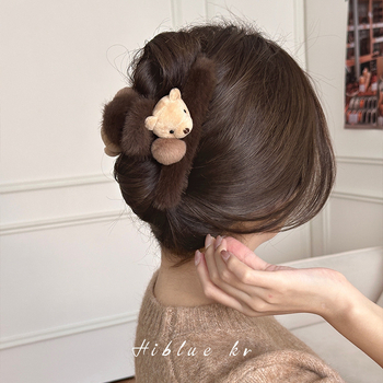 Klip za kosu s plišanim medvjedom – ručna izrada, gripper, za žene, jesen 2025