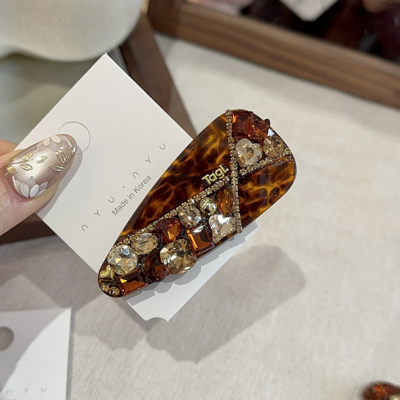Spona za kosu – ručna izrada u Maillard stilu s rhinestones, bočni klip za kosu, duckbill tip klipa, Amy Show