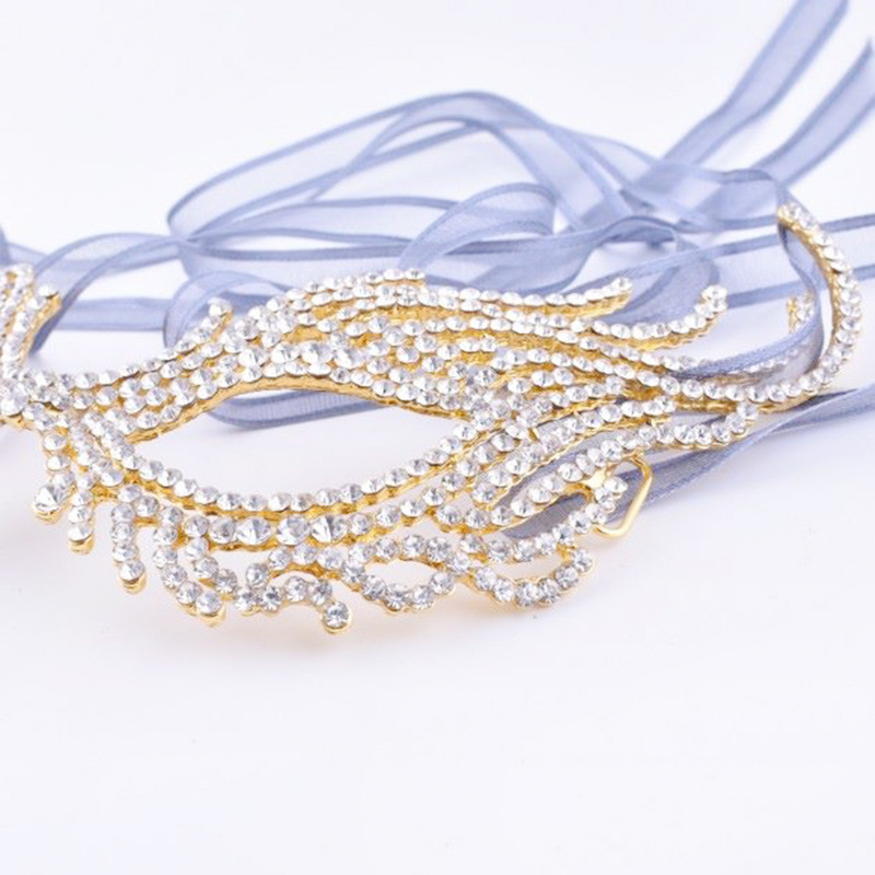 Krona od legure s kristalima za pola lica – unisex, nekonvencionalan stil, U-oblik, elektroplating, 18K čistoća