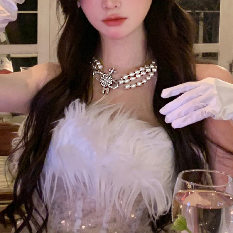 Аксесоар за глава с корона за принцеса: ръчна изработка от сплав, перлено колие, подходящ за сватба и рожден ден