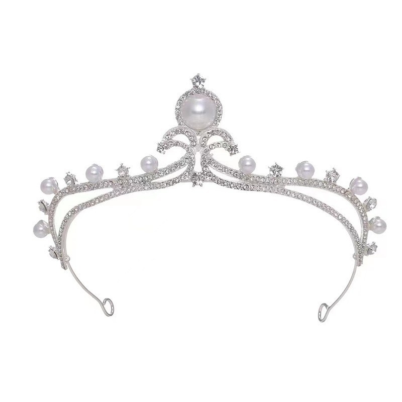 Аксесоар за глава с корона за принцеса: ръчна изработка от сплав, перлено колие, подходящ за сватба и рожден ден