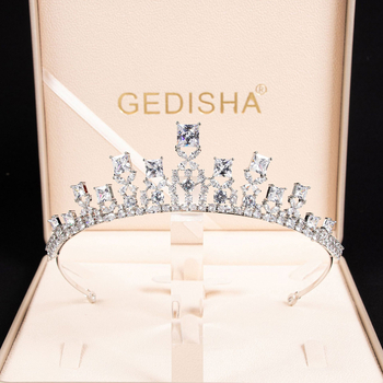 Цирконова корона за глава за сватба, луксозна бижутерия, 18K чистота, цветни кристали, персонализируема