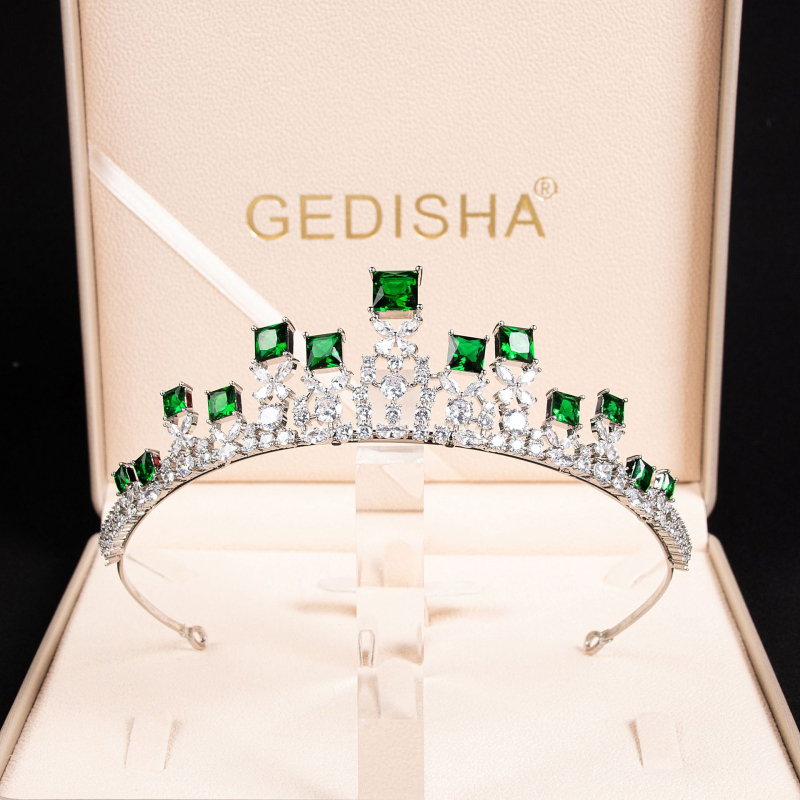 Цирконова корона за глава за сватба, луксозна бижутерия, 18K чистота, цветни кристали, персонализируема