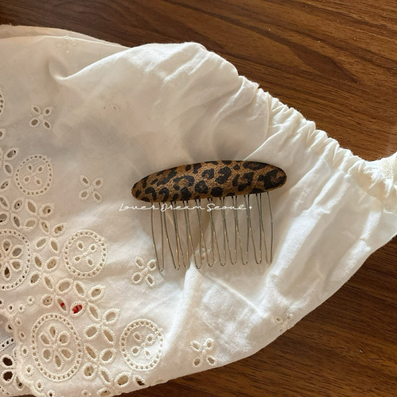 Kopča za kosu od tkanine s leopard uzorkom, vintage stil, geometrijski oblik, ručna izrada