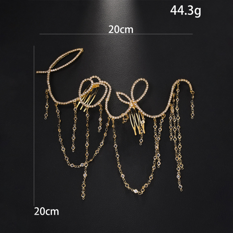 Χτένα μαλλιών με φούντες και Rhinestone — γυναικείο μόδας αξεσουάρ για γάμο, ηλεκτροπλατινωμένο φινίρισμα